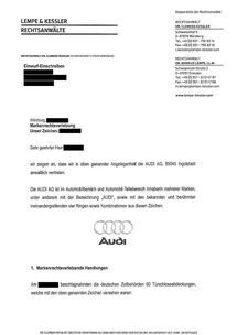 Abmahnung von Audi