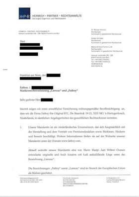 Abmahnung von Fatboy the Original