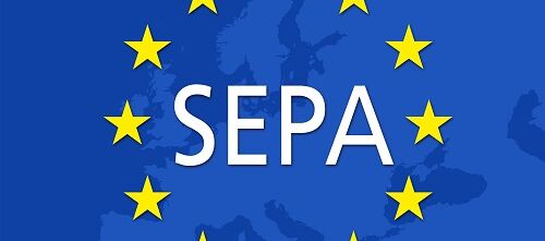 SEPA Logo auf Europaflagge