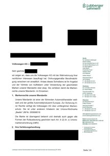 Abmahnung von VW