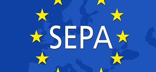 SEPA Logo auf Europaflagge