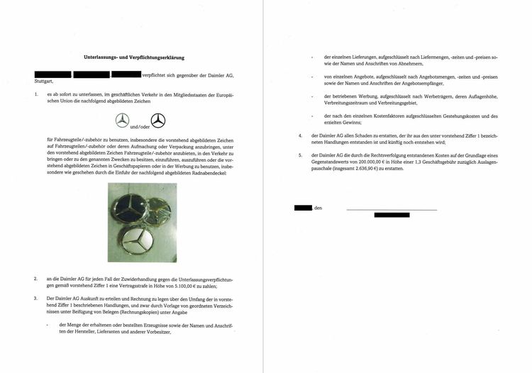 Unterlassungserklärung Daimler