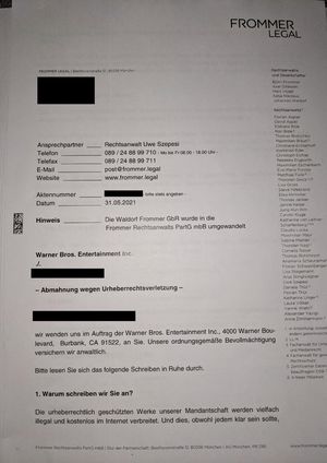 Frommer Legal Abmahnung