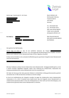 Abmahnung von Robert Fechner