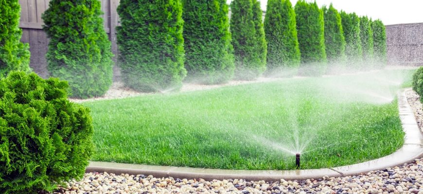 Sprenkler wässert den Garten