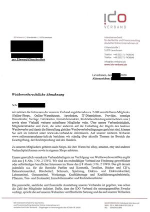 Abmahnung vom IDO