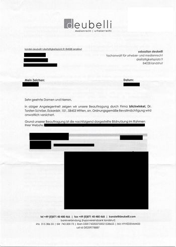 Abmahnung von Sebastian Deubelli