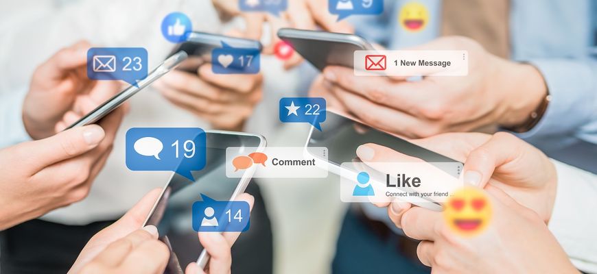 Illustration Likes und Daumen hoch auf Facebook