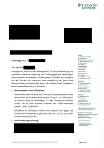 Abmahnung von VW