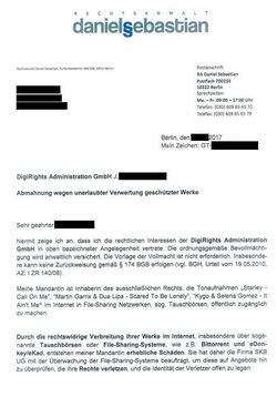 Daniel Sebastian warning letter 2017